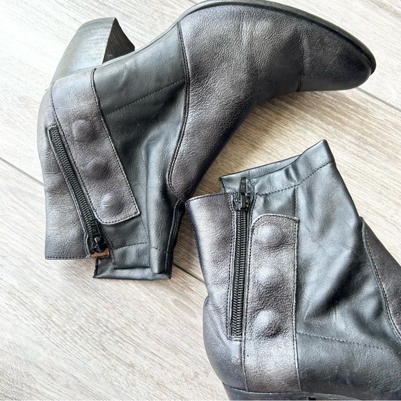 France Mode Metallic Leather Smooth Leather Mixed Ankle Boots - Picture 10 of 14